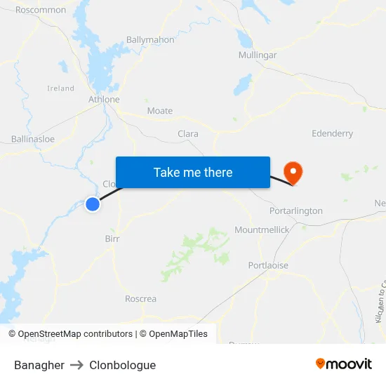 Banagher to Clonbologue map