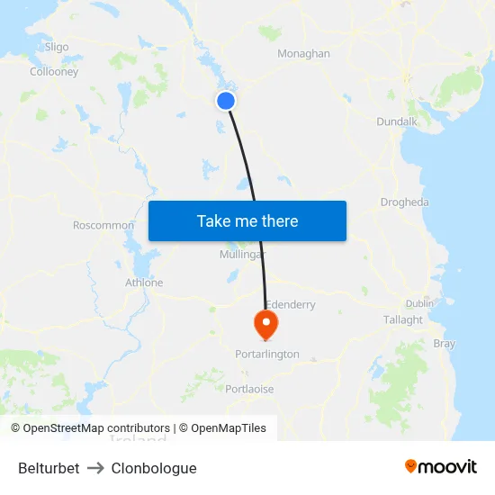 Belturbet to Clonbologue map