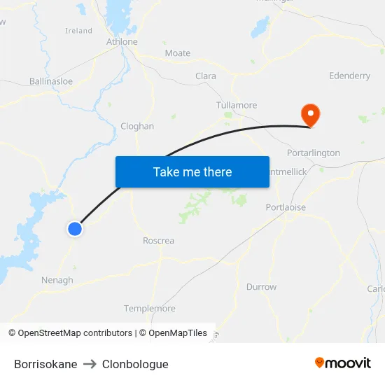 Borrisokane to Clonbologue map