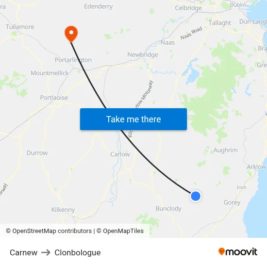 Carnew to Clonbologue map