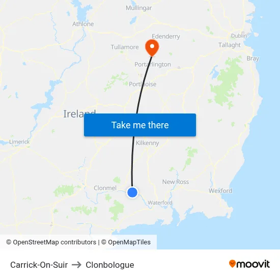 Carrick-On-Suir to Clonbologue map