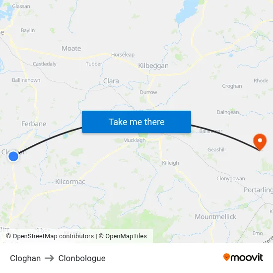 Cloghan to Clonbologue map