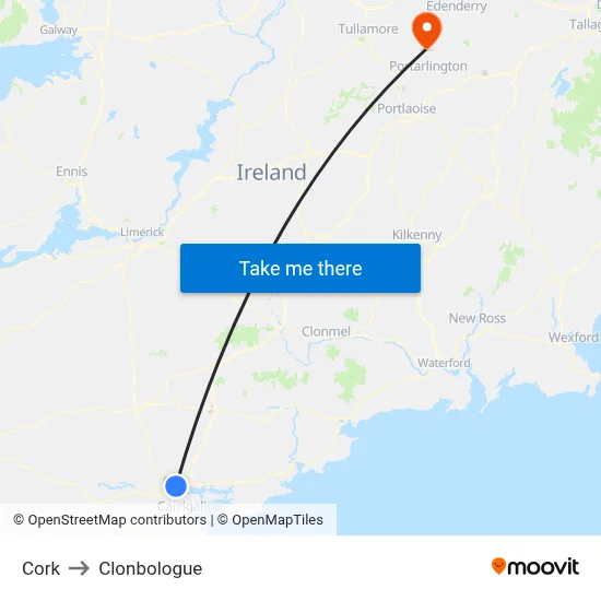 Cork to Clonbologue map