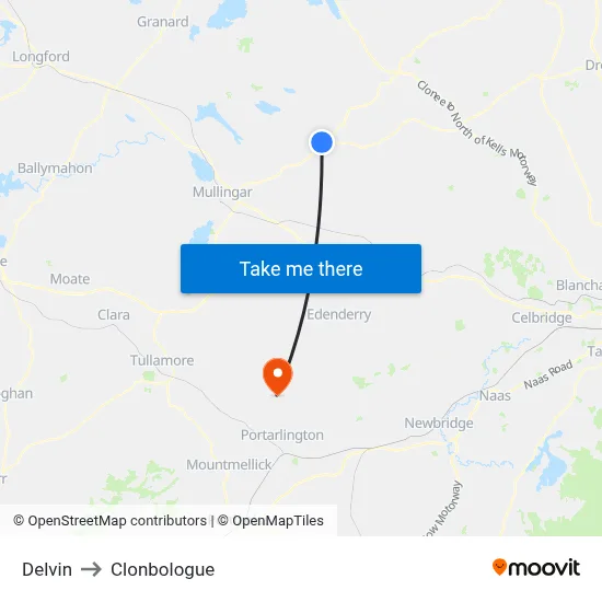 Delvin to Clonbologue map
