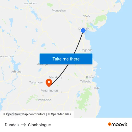 Dundalk to Clonbologue map