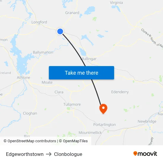 Edgeworthstown to Clonbologue map
