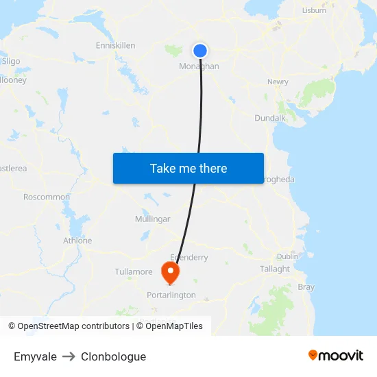 Emyvale to Clonbologue map