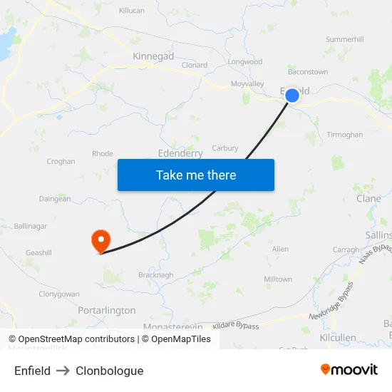 Enfield to Clonbologue map