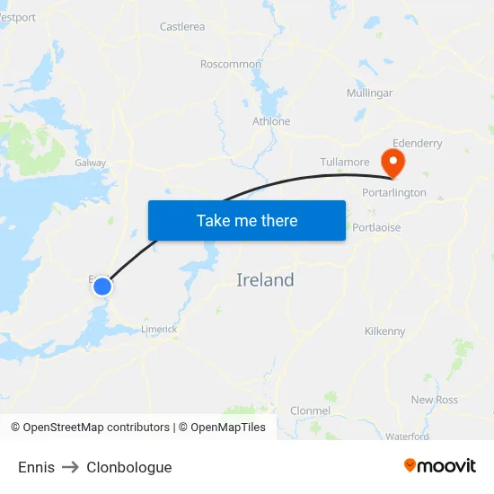 Ennis to Clonbologue map