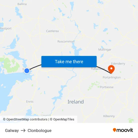 Galway to Clonbologue map