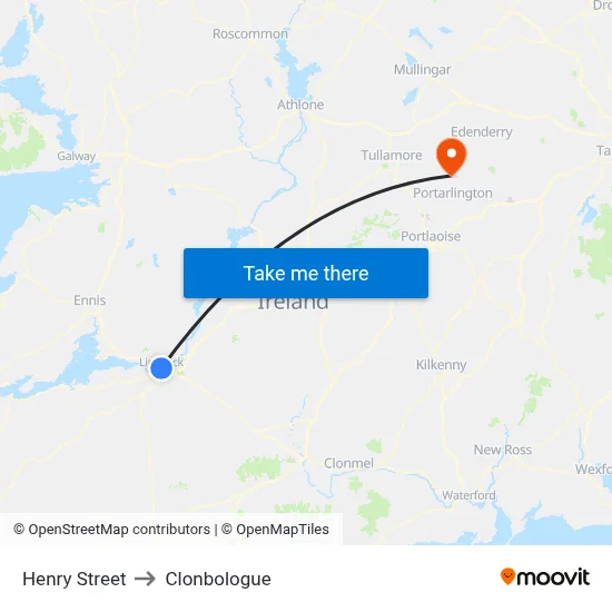 Henry Street to Clonbologue map