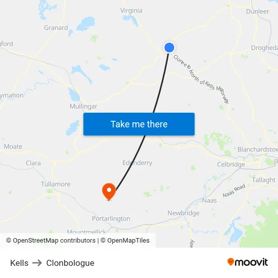 Kells to Clonbologue map