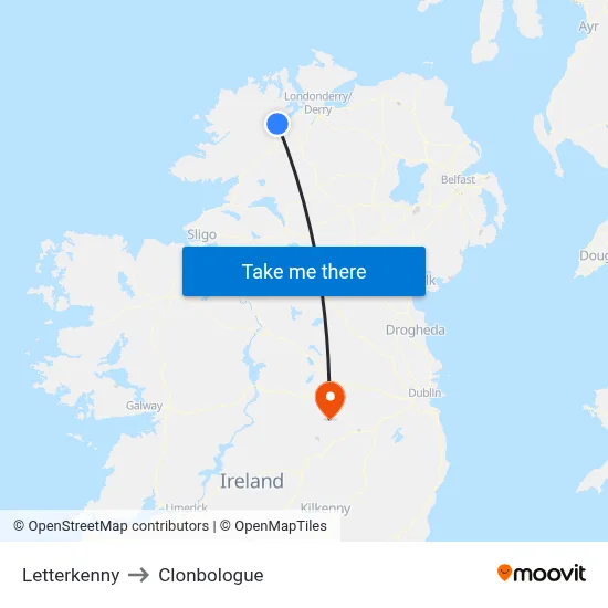 Letterkenny to Clonbologue map