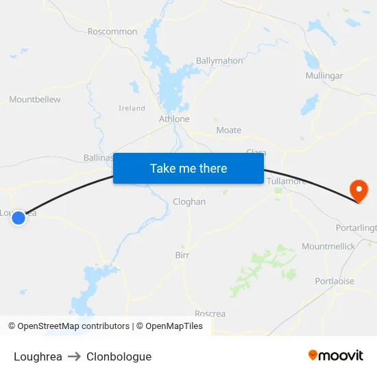 Loughrea to Clonbologue map