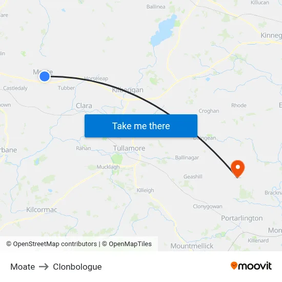Moate to Clonbologue map