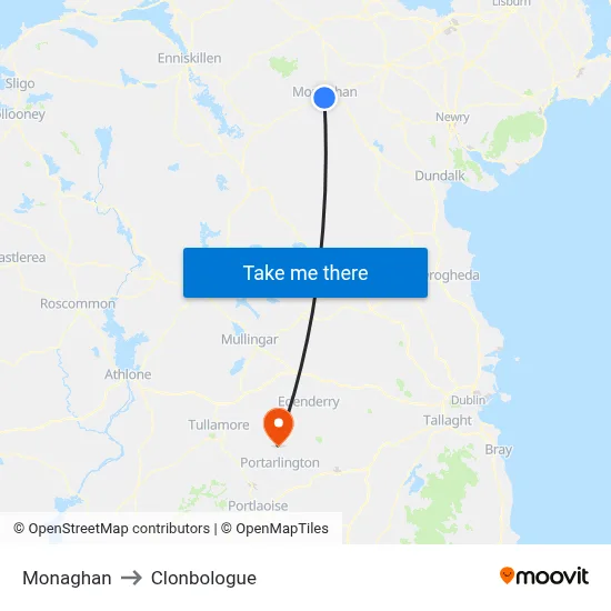 Monaghan to Clonbologue map