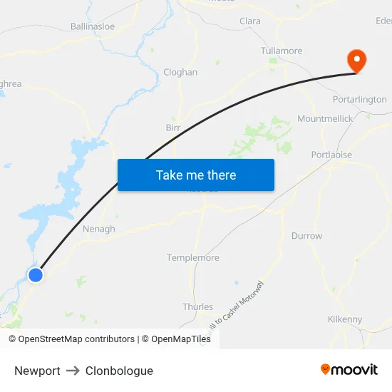 Newport to Clonbologue map