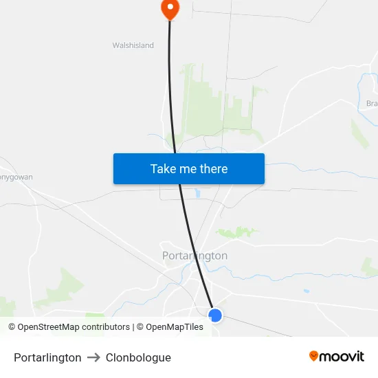 Portarlington to Clonbologue map