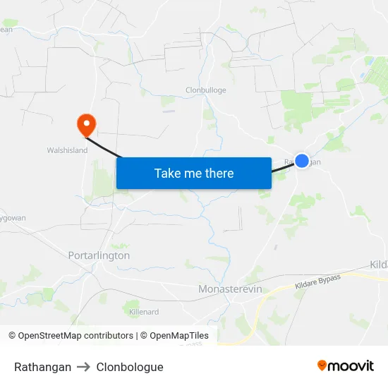 Rathangan to Clonbologue map