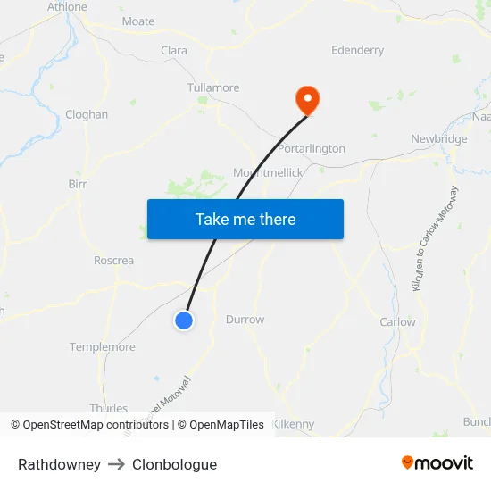 Rathdowney to Clonbologue map