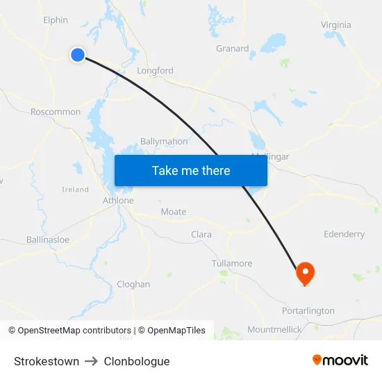 Strokestown to Clonbologue map