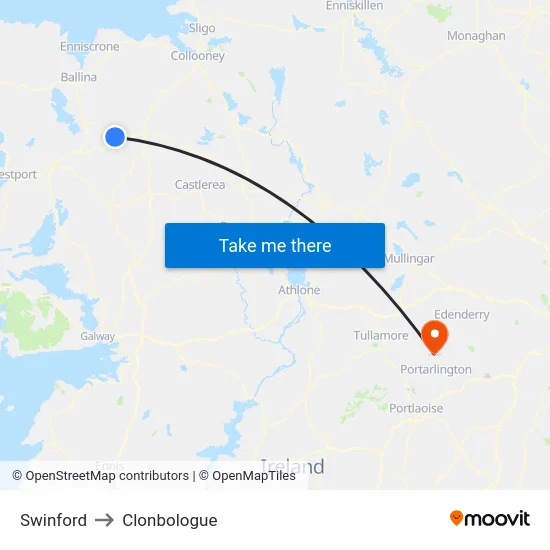 Swinford to Clonbologue map