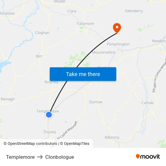 Templemore to Clonbologue map
