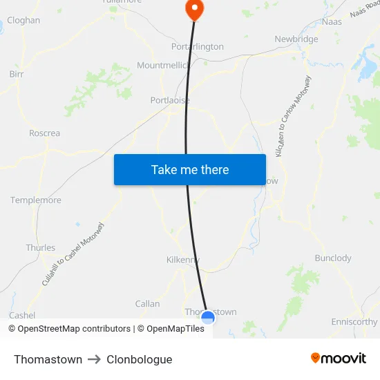 Thomastown to Clonbologue map