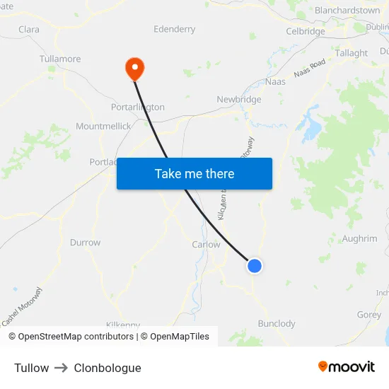 Tullow to Clonbologue map