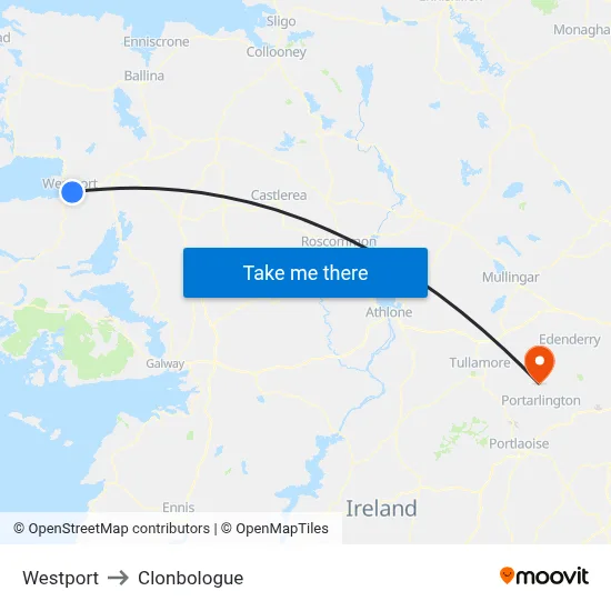 Westport to Clonbologue map