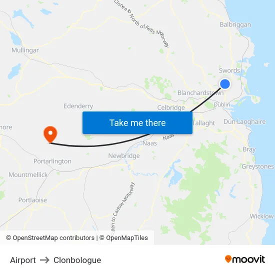 Airport to Clonbologue map