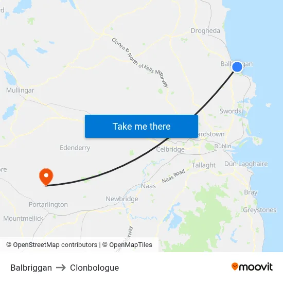 Balbriggan to Clonbologue map