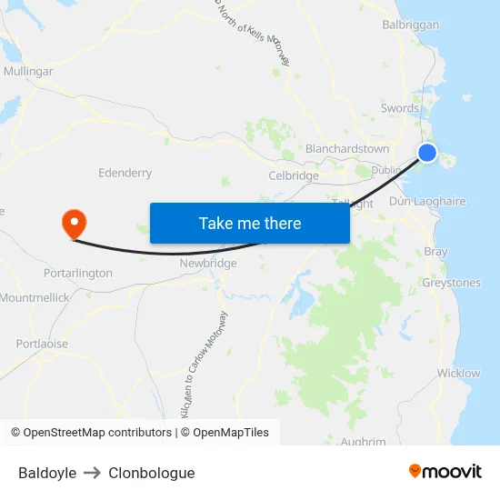 Baldoyle to Clonbologue map