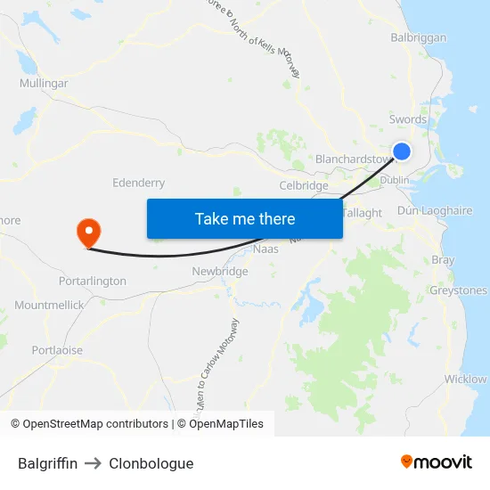 Balgriffin to Clonbologue map