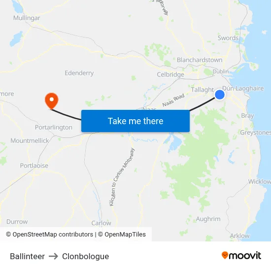 Ballinteer to Clonbologue map