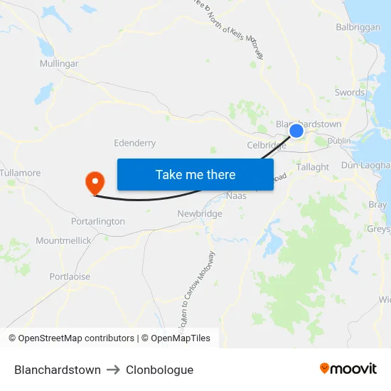 Blanchardstown to Clonbologue map