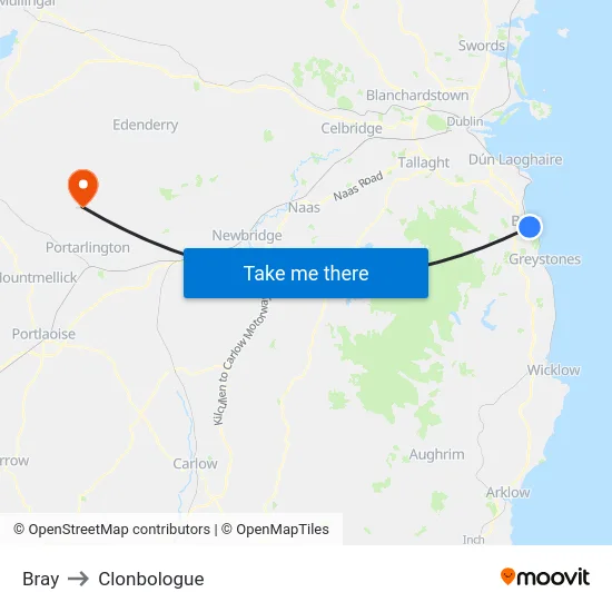 Bray to Clonbologue map