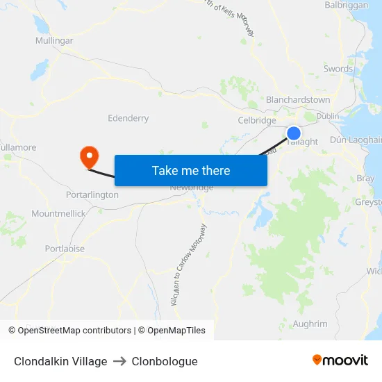 Clondalkin Village to Clonbologue map