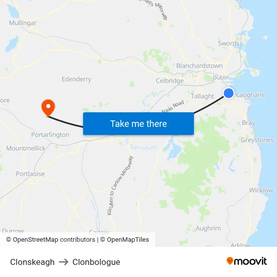 Clonskeagh to Clonbologue map