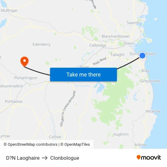 D?N Laoghaire to Clonbologue map