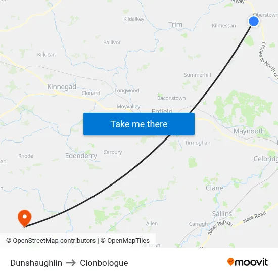 Dunshaughlin to Clonbologue map