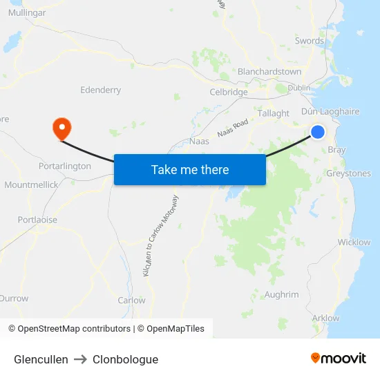 Glencullen to Clonbologue map