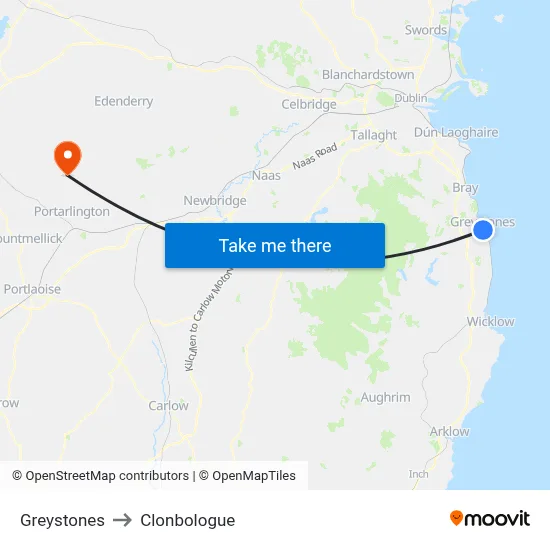 Greystones to Clonbologue map