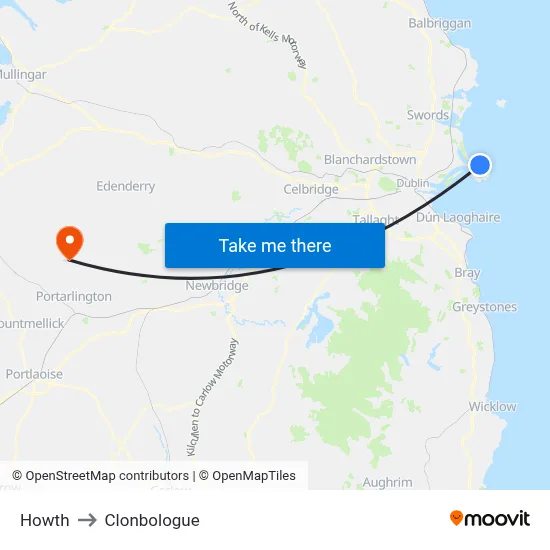 Howth to Clonbologue map