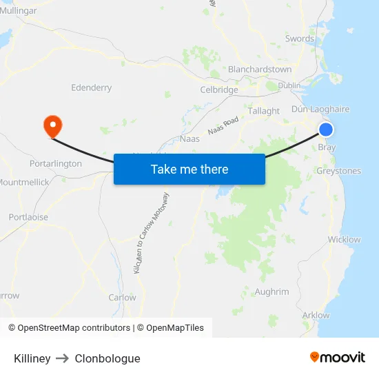 Killiney to Clonbologue map