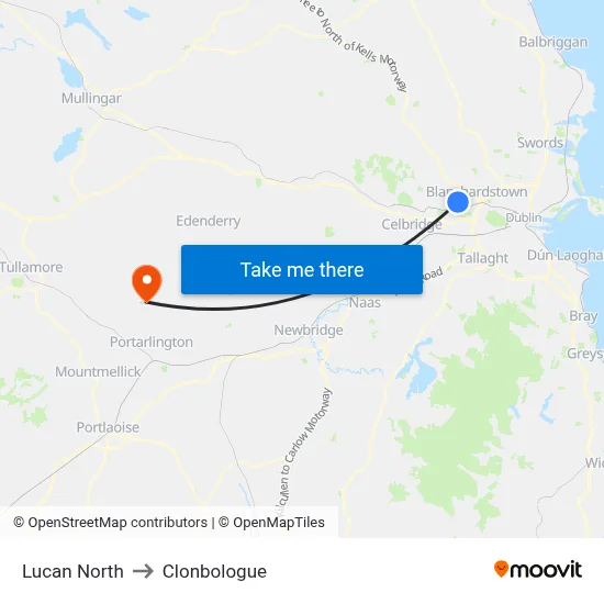 Lucan North to Clonbologue map