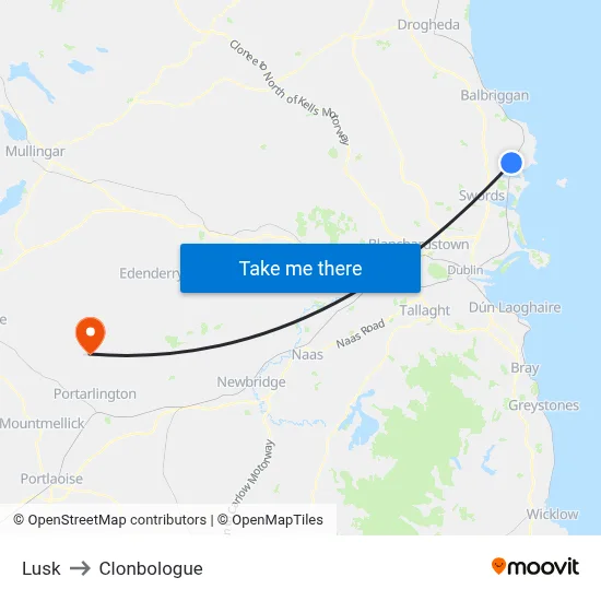 Lusk to Clonbologue map