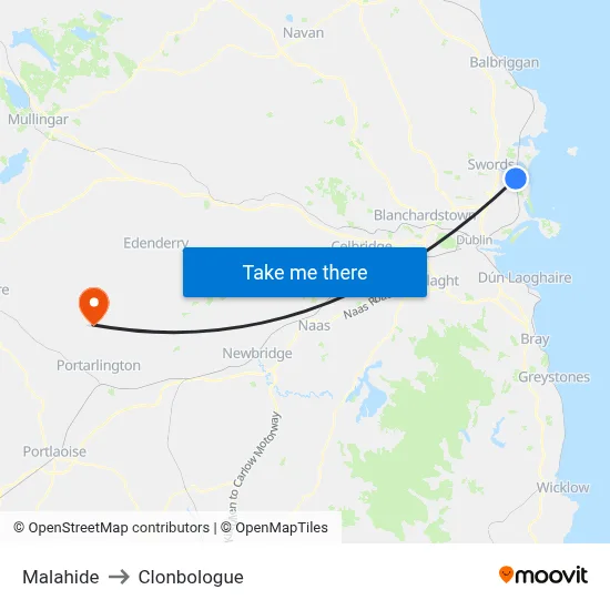 Malahide to Clonbologue map