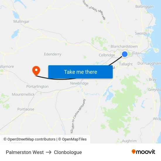 Palmerston West to Clonbologue map