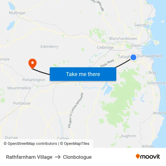 Rathfarnham Village to Clonbologue map